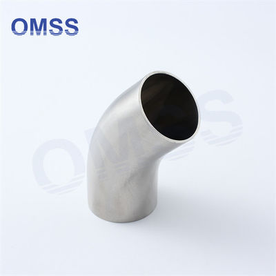 1 1/2 &quot; 45 graus de soldadura longa extremidade cotovelo sanitário tubos de aço inoxidável acessórios