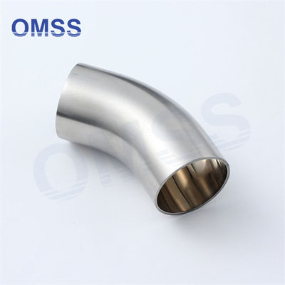 1 1/2 &quot; 45 graus de soldadura longa extremidade cotovelo sanitário tubos de aço inoxidável acessórios