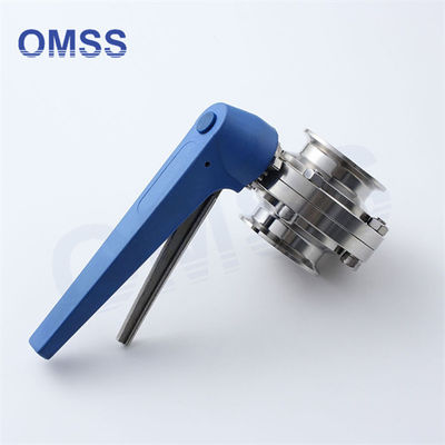 Válvula de borboleta de flange de aço inoxidável 0,5 &quot;-12&quot; 3A SMS DIN Tri Clover de grau alimentar com gatilho
