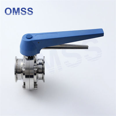 Válvula de borboleta de flange de aço inoxidável 0,5 &quot;-12&quot; 3A SMS DIN Tri Clover de grau alimentar com gatilho